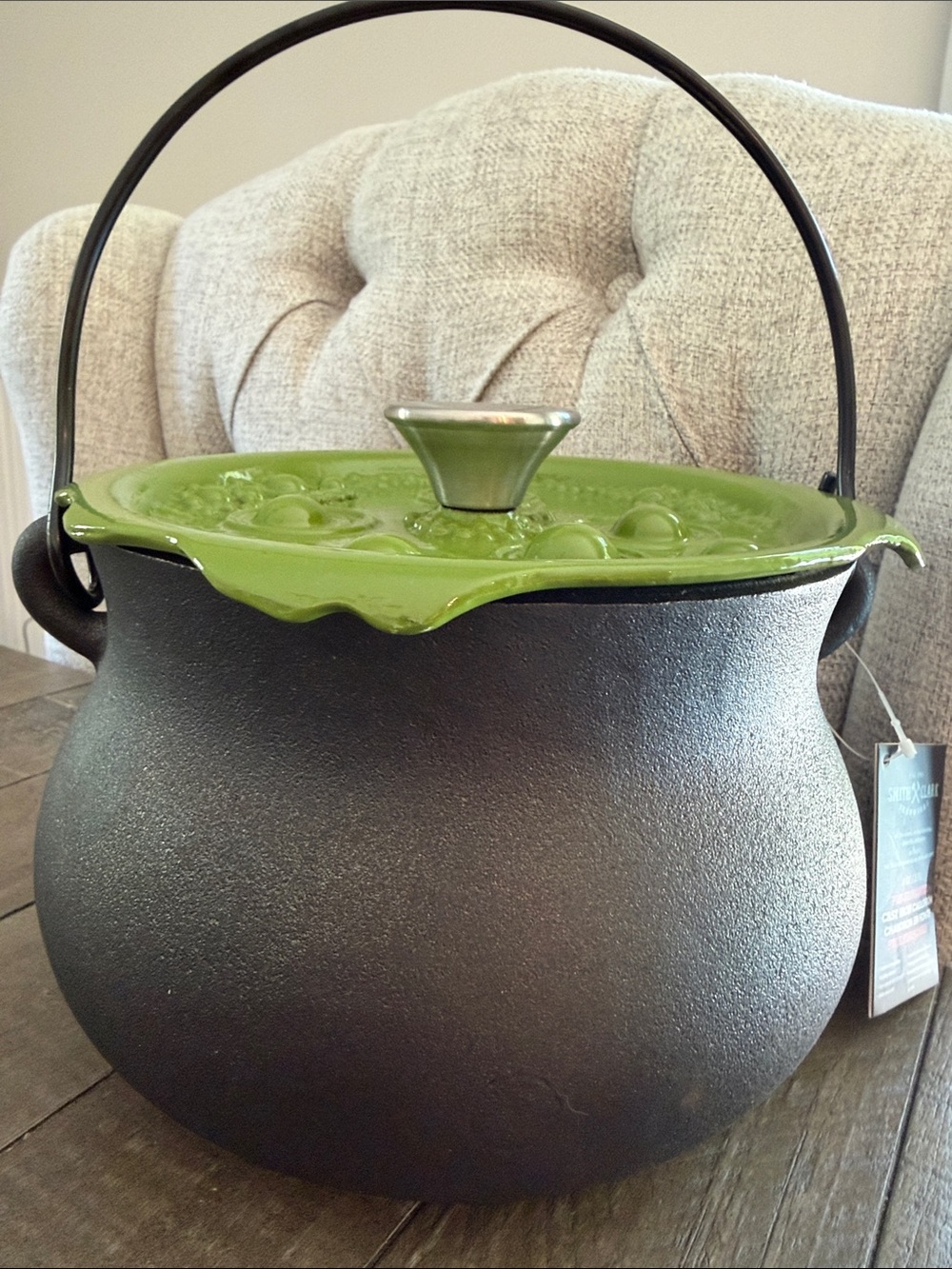 Smith and Clark 6 Quart Cast Iron Cauldron Green 'Bubbling' Lid 2026 Halloween🎃